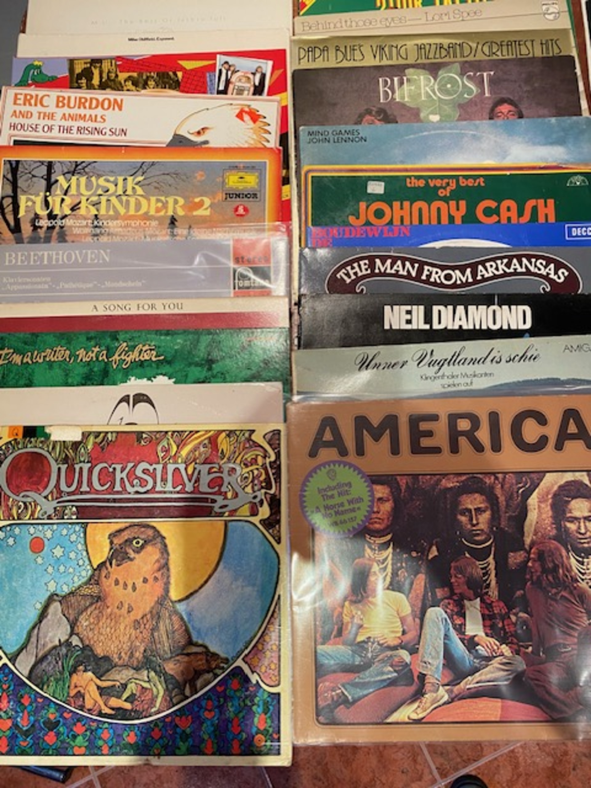 Ca. 100x Vinyl langspeelplaten, O.a. America En Johnny Cash